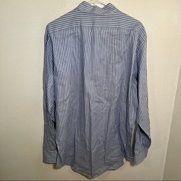 Ralph Lauren Button Down Oxford Dress Shirt Blue White Stripes - Picture 8 of 11